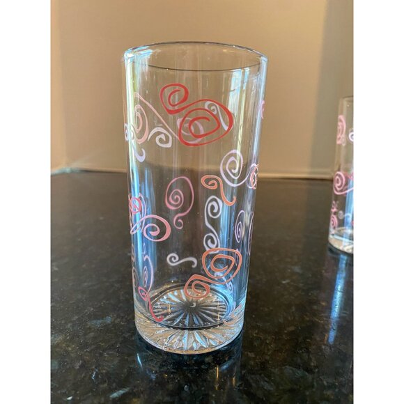 Pink and Red 5" Swirl Juice Glasses, Valentines Day, (Qty. 4) - Picture 2 of 7